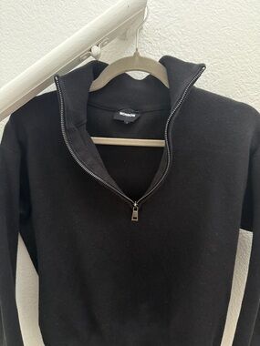 Monrow Black Half-Zip Pullover Sweater